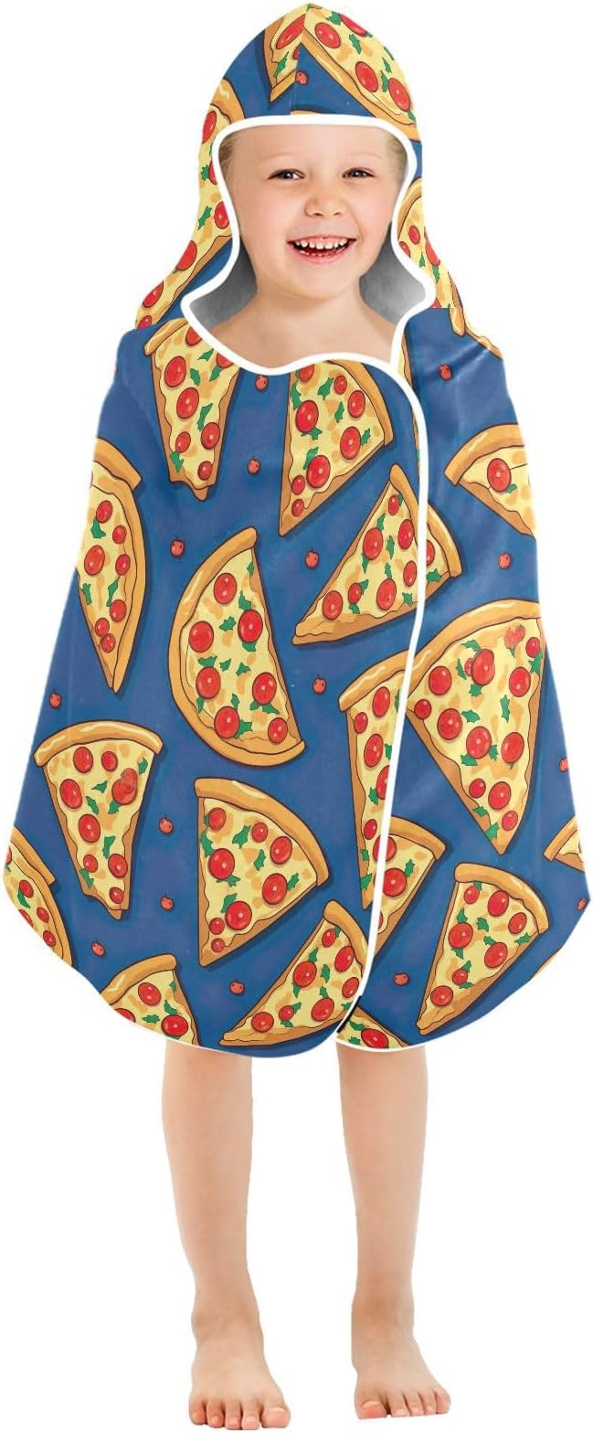 Kids Hooded Towels Funny Pizza Swimming Beach Towel 23.5" x 50" Bath Towel for Boys Girls 21216709