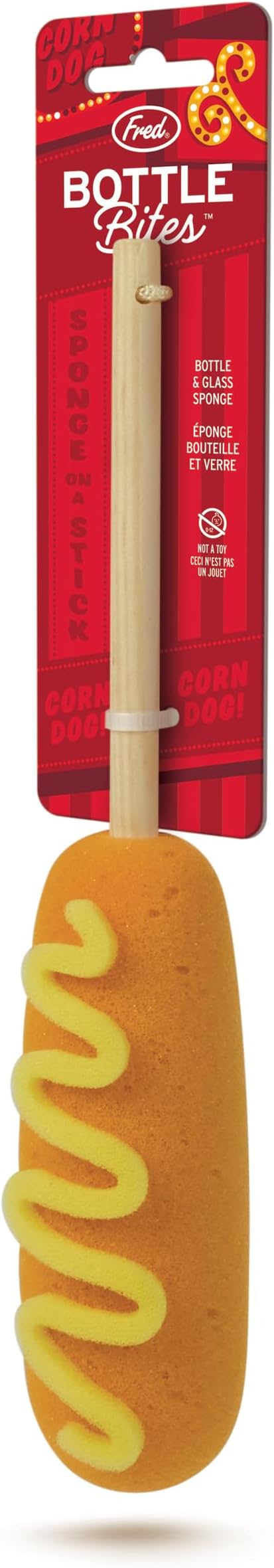 Genuine Fred Bottle Bites Corn Dog Bottle Brush Long-Handle Sponge, Fun and Unique Design, Gift-Ready Packaging