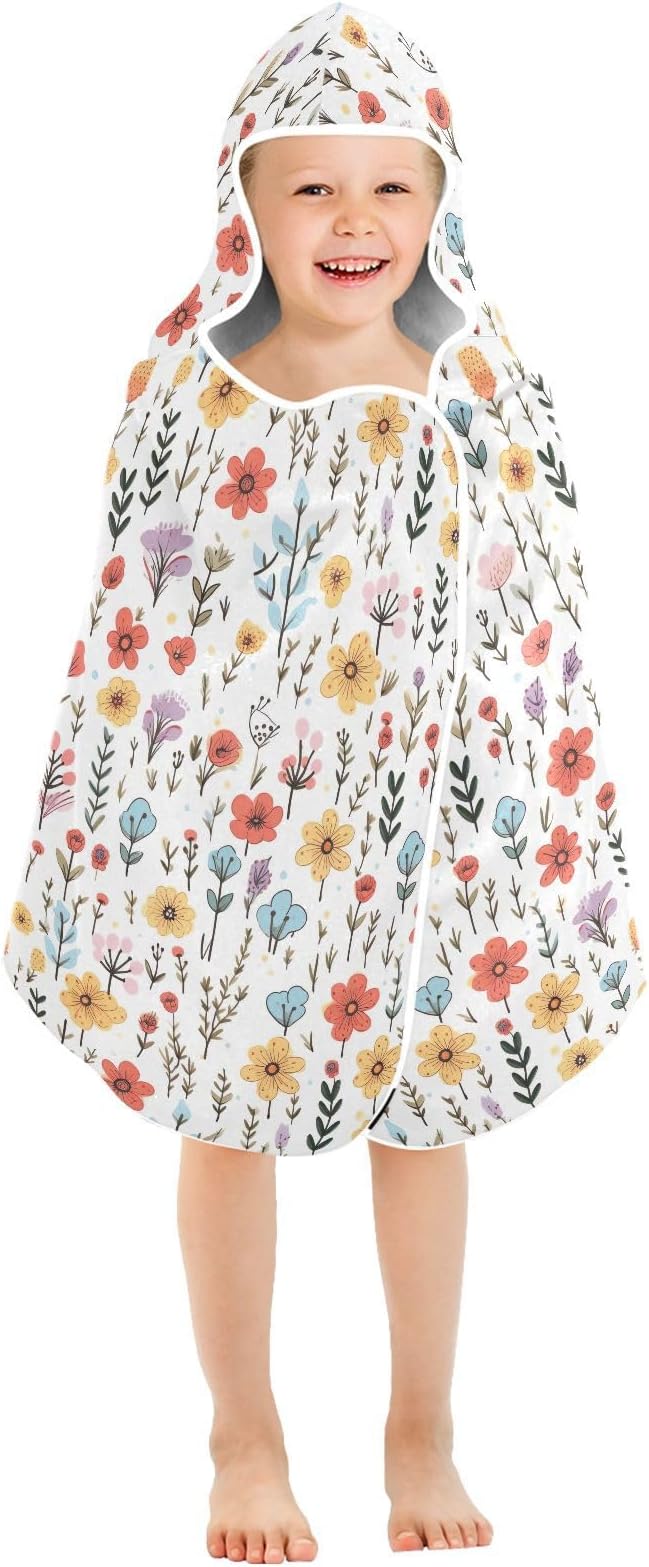 Kids Hooded Towels Flower Floral Swimming Beach Towel 23.5" x 50" Bath Towel for Boys Girls 21217224