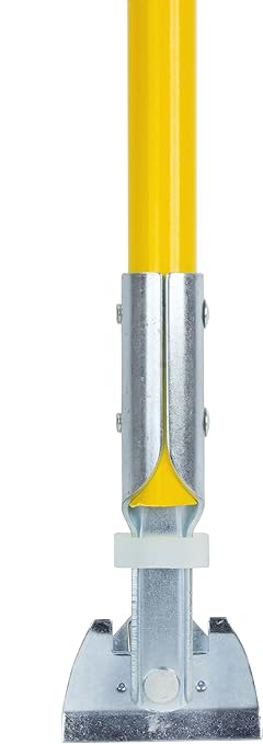 SPARTA 60" Fiberglass Dust Mop Replacement Handle with Clip-On Jaw Clamp Connector, Sliding Locking Collar, Commercial Floor Cleaning, Yellow