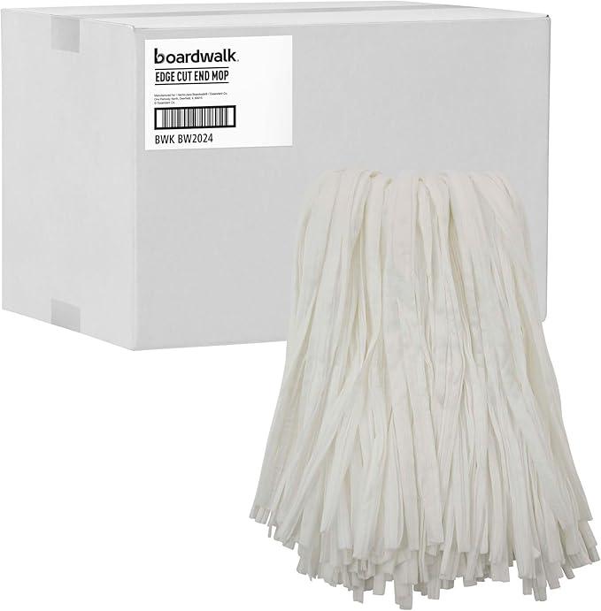Boardwalk Nonwoven Cut End Edge Mop, Rayon/Polyester, #24, White, 12/Carton