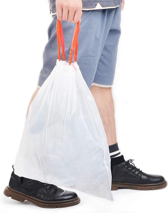 Magesh 4 Gallon Small Drawstring Trash Bags, 30 Counts, White