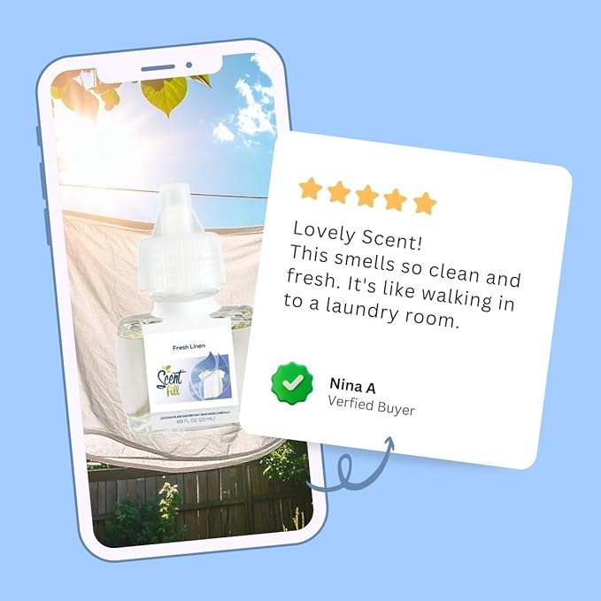 Scent Fill Fresh Linen Plug in Air Freshener, 4 Scented Oil Refills