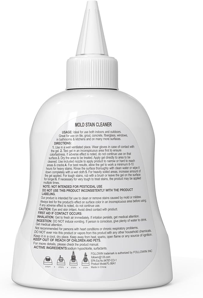 FOLLOWIN Concentrated Gel Cleaner, Stain Remover for Bathroom Grout, Silicone Caulk, Washing Machine Seal, Shower Tile, Kitchen Sink, Bathtub, Window Seals, Hard Surfaces,8 oz