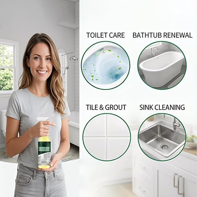2026 Upgraded Oxalic Acid Cleaner Spray, Oxalic Acid Powerful Stain Cleaner, Powerful Stain Removal Spray for Bathroom, Multi-surface Rust Remover for Bathtub, Porcelain, Tiles (3PC)