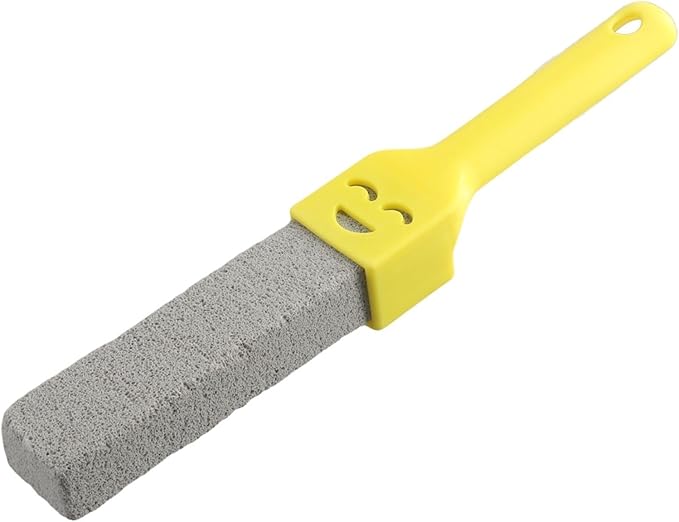 Natural Pumice Toilet Cleaning Brush With Ergonomic Handle For Removing Yellow Stains Rust Scale On Toilets Sinks Bathtubs Tiles Chemical-Free Multi-Use Bathroom for SURFACE Cleaner (Yellow)