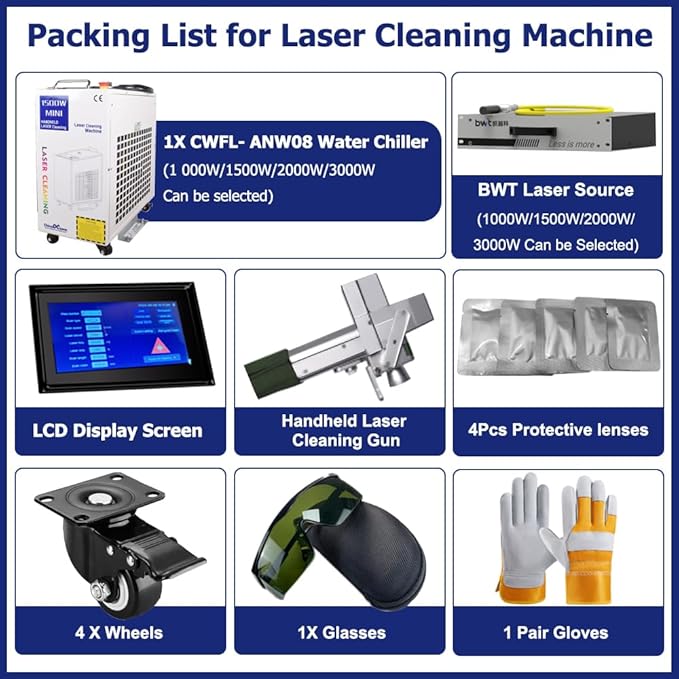 US STOCK Laser Cleaning Machine 1500W/2000W Single Pendulum Rust Removal Cleaning Oil Paint for Metal Cleaning Width 300MM Rust Removing Machine Laser Cleaner Machine 220V (1500W)