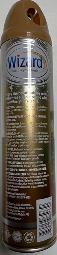 Wizard The Magic of Fresh | Odor Neutralizer & Air Freshener - 10 Oz. Holly berry (Pack of 6) (Packaging May Vary)