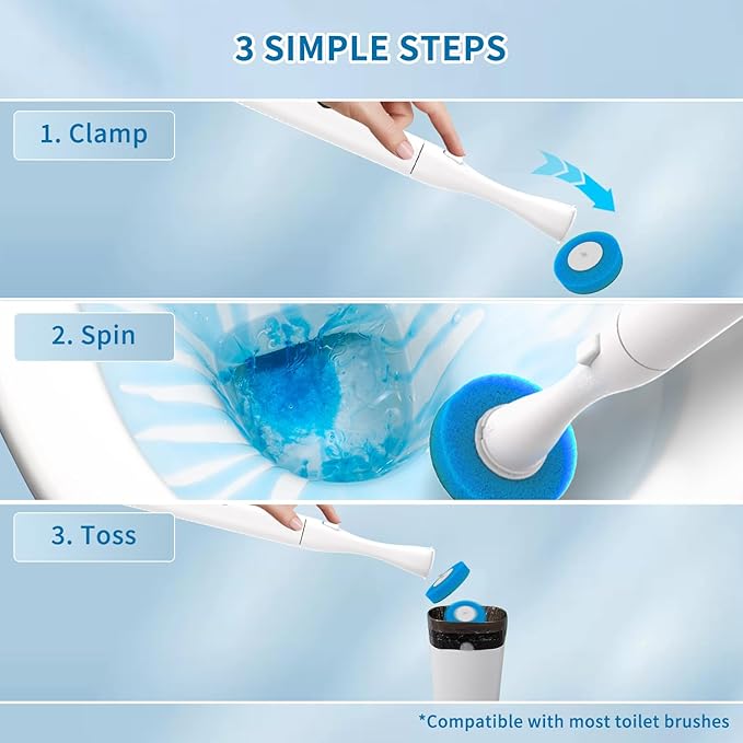 40 Count Toilet Wand Refills, 3 Layer Sponge Brush with Cleaner, Disposable Toilet Bowl Cleaner Wand for Bathroom Cleaning