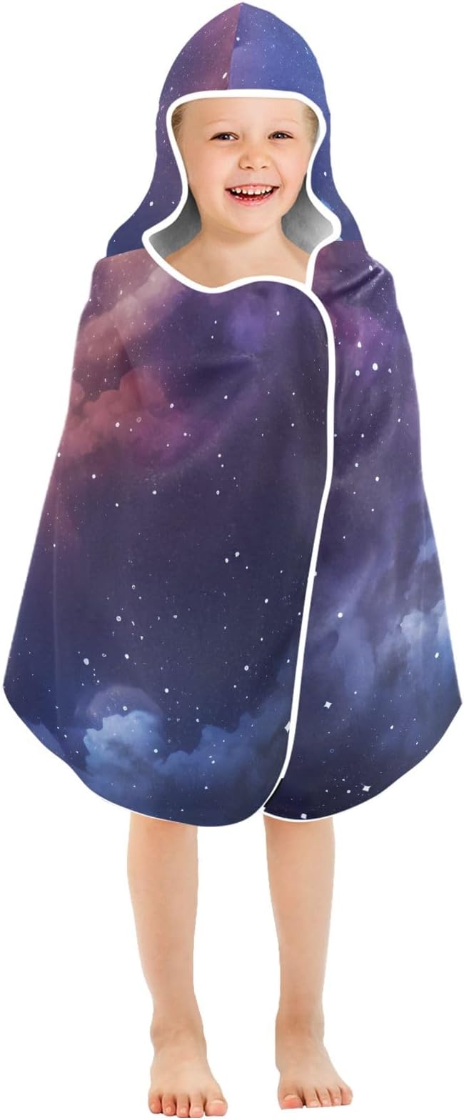Hooded Towel for Kids Dream Starry Sky with Clouds Beach Wrap Bath Towels 50x23.5in
