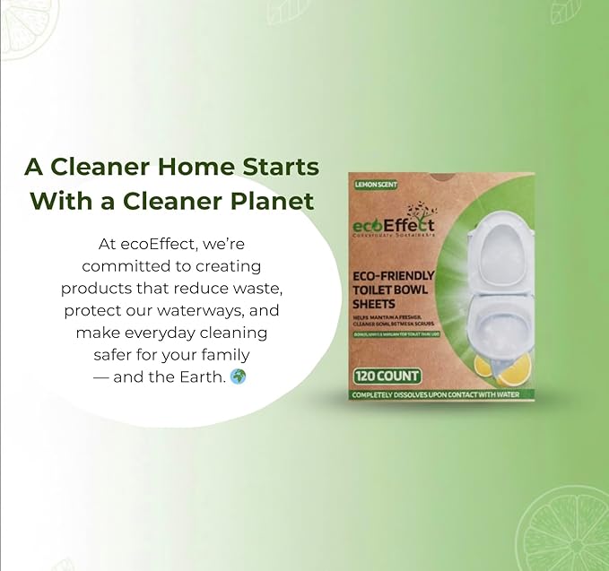 Toilet Bowl Cleaner Sheets | 120 Cleans | Natural | Quick Dissolve | Deodorizing Citrus Scent | Biodegradable | Septic Safe | Eco-Friendly | NO PLASTIC