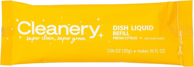Dish Soap Powder Concentrate Powder Refills 4 Pack, Makes 16 fl oz Each, Fresh Citrus