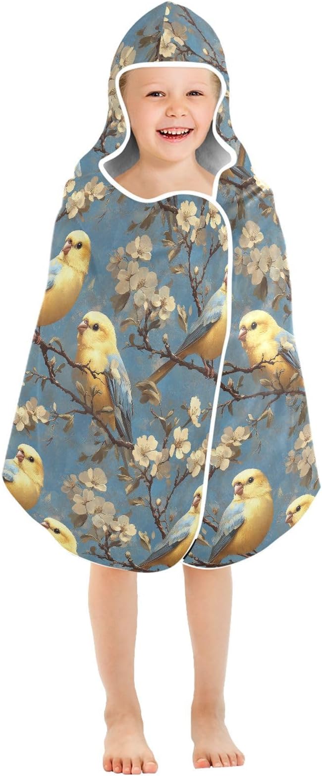 Beach Towel Beauty Budgerigar Neutral Hooded Kids Beach Towel Lightweight Toddler Bath Towel