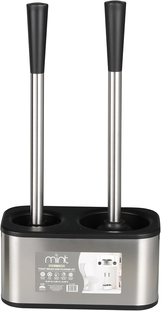 American Dream Toilet Plunger and Bowl Brush Combo – 2-in-1 Bathroom Cleaning Set with Holder, Compact Space-Saving Toilet Brush & Heavy-Duty Plunger for Home & Office