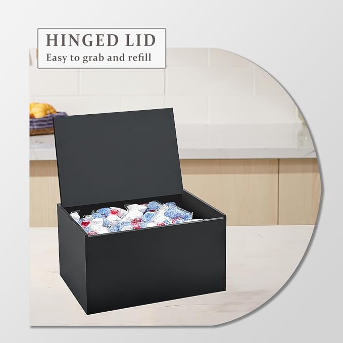 Dishwasher Pod Holder Acrylic with Hinged Lid, Modern Style Dishwasher Cleaner Tablets Container Box for Detergent, Black