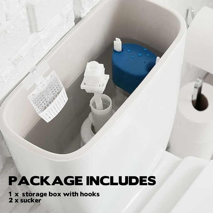Toilet Tank Cleaning Tablet Holder, Hanging Holder with Adjustable Hook to Hang Toilet Cleaner Box, Can Collect Residue Inside the toilet, White