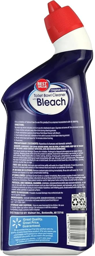 Toilet Bowl Cleaner Fresh Scent 24 Fl Oz (Pack of 2) Powerful Stain Remover Deep Clean Formula Limescale Rust Eliminator Deodorizing Bathroom Cleaner Septic Safe Toilet Cleaner