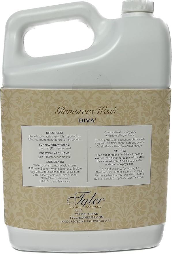Tyler's Diva Glam Wash Laundry Detergent, Gallon (128 Fl oz) (Pack of 1) ILIOS Packaging.