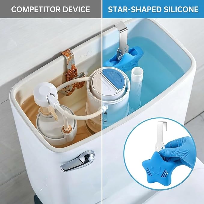 Toilet Tank Tablet Holder, Blue Star Shaped Hanging Toilets Bowl Tablet Holder for Preventing Dissolved Residue From Polluting Water Tank(2Ps)