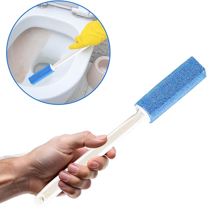 Toilet Cleaning Blue Pumice Stone with Extended Reach Handle – Effortless Shine for a Pristine Bathroom!
