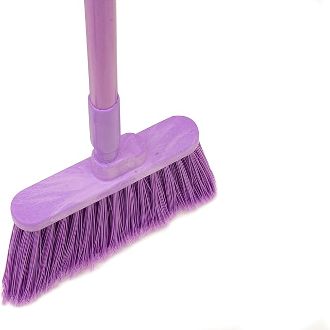SPARTA 41082EC68 Plastic Color Coded Broom, Flagged Bristles, Long Broom With Angled Head For Large Debris, 56 Inches, Purple
