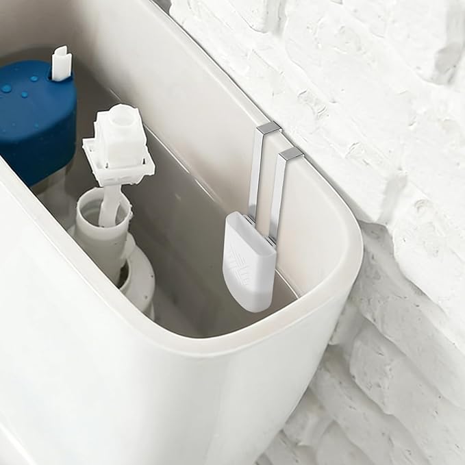 4 Pack Toilet Bowl Cleaner Holder, Hanging Toilet Tank Caddy with Dual Stainless Steel Hooks, White Toilet Cleaner Organizer for Cleaning Tablets, Bleach Discs