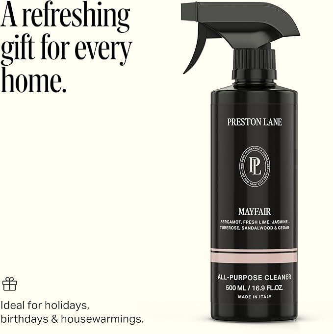 Preston Lane Luxury All-Purpose Cleaner, Mayfair Scent | Bio-Based Multi-Surface Spray | Streak-Free Finish, Lifts Dirt, Smudges & Grease | Vegan & Cruelty-Free