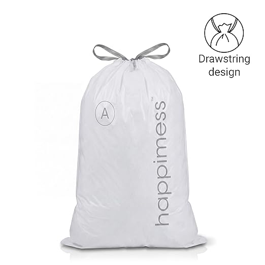 happimess 8 Gallon (30L) Drawstring Trash Bags, Unscented, Clear, Heavy Duty LDPE Liners for Kitchen and Household, Custom Fit, 20 Count (1 Packs of 20 Liners) HPM3000A-C-1SET
