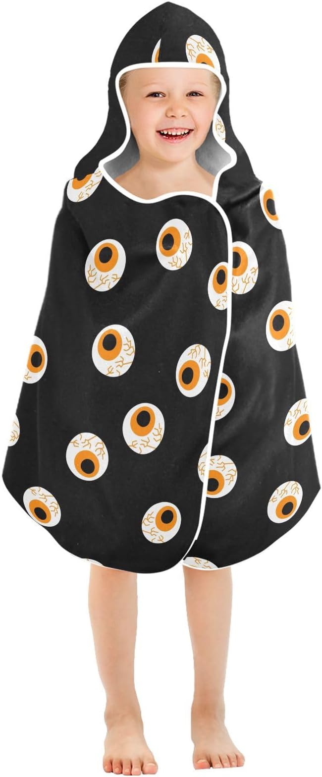 susiyo Kids Hooded Bath Towel Zombie Eye Beach Towel for Kids 23.5 x 50 Inch Microfiber Soft Absorbent Quick Dry Bath Swim Pool Towel Wrap Poncho Bathrobe with Hood for Kids Toddler