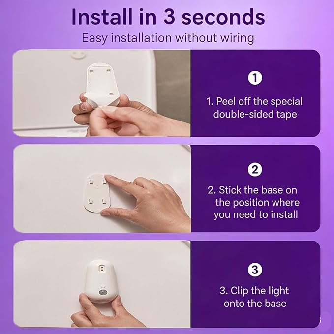 Self Cleaning UV Toilet Sanitizer and Night Light, Motion-Activated, Built-in Rechargeable Battery, Adhesive-Mounted for Shared Bathrooms, Reduces Bacterial Exposure, for Elderly & Pet (1PCS)
