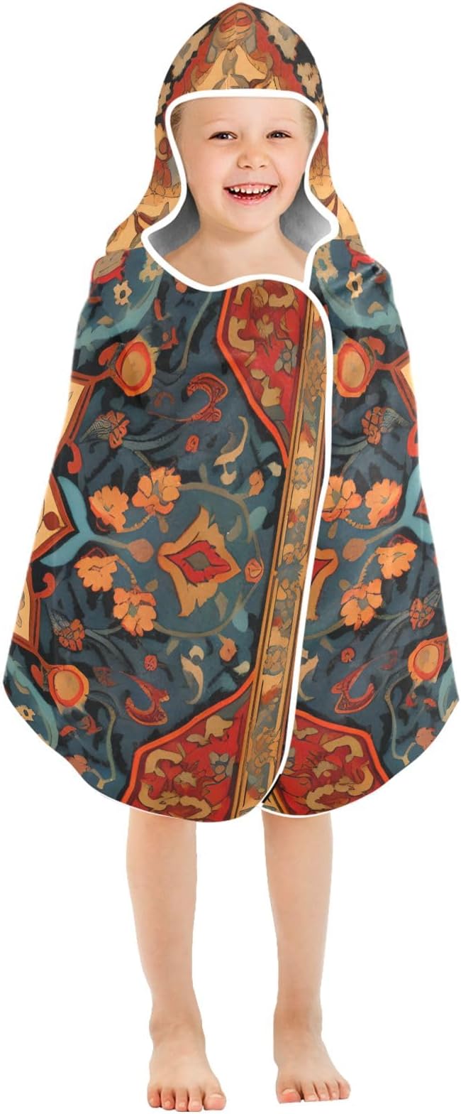 Hooded Towel for Kids Tribe Floral Beach Wrap Bath Towels 50x23.5in
