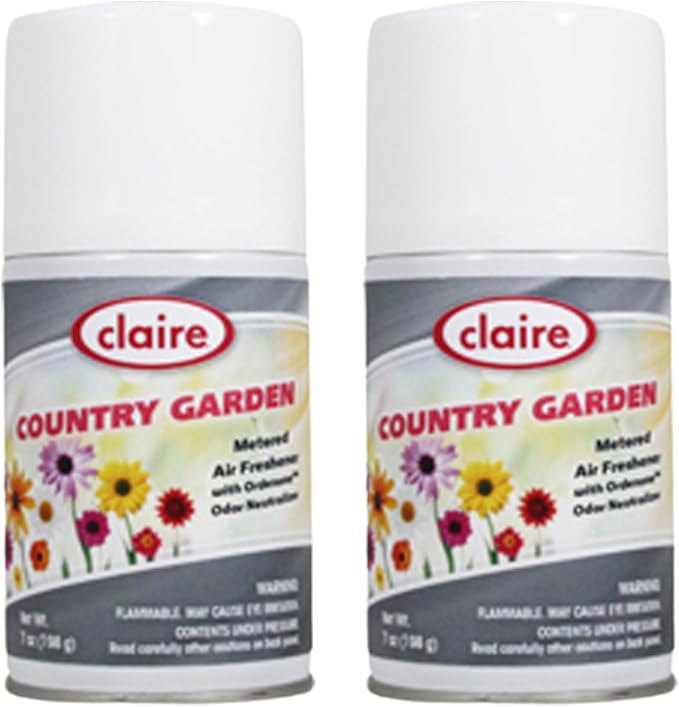 Claire CL118 7 Oz. Country Garden Metered Air Freshener Aerosol Can (2 Pack)
