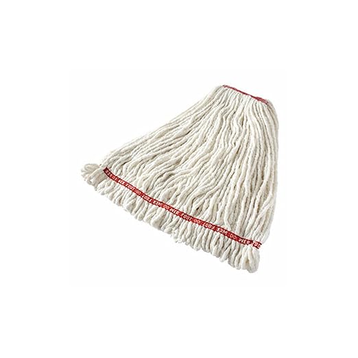 Rubbermaid Commercial Products Web Foot Shrinkless Wet Mop Head Replacement, Large, 1-Inch Headband, White, Heavy Duty Industrial Wet Mop for Floor Cleaning Office/School/Stadium/Lobby/Restaurant
