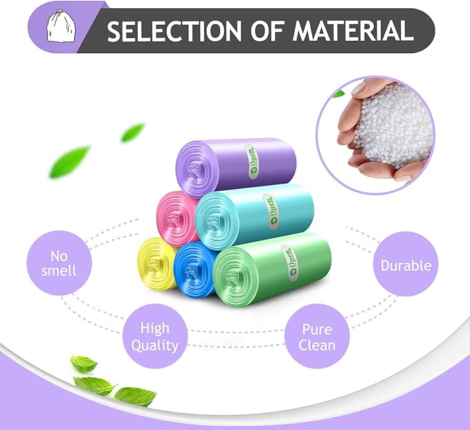 4 Gallon 300pcs Strong Trash Bags Colorful Clear Garbage Bags, Bathroom Trash Can Bin Liners, Small Plastic Bags for home office kitchen, fit 12-15 Liter, 3,3.5,4.5 Gal,Multicolor