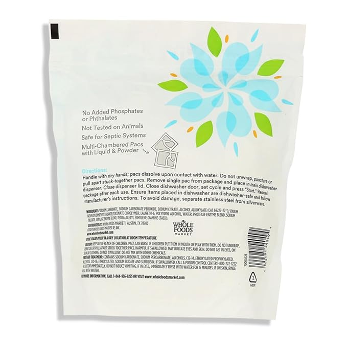 365 by Whole Foods Market Unscented Dish Pacs 45 Count, 20 OZ