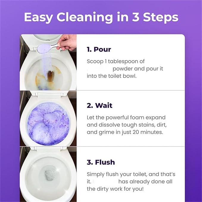 Foaming Toilet Cleaner – Stain Removal, Touch Free Foaming Powder for Ceramic and Stainless Steel Toilets (3, Red)