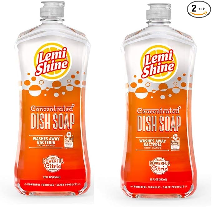 Lemi Shine Concentrated Liquid Dish and Hand Soap, Fresh Lemon Scent, 22 FL OZ (Pack of 2)2