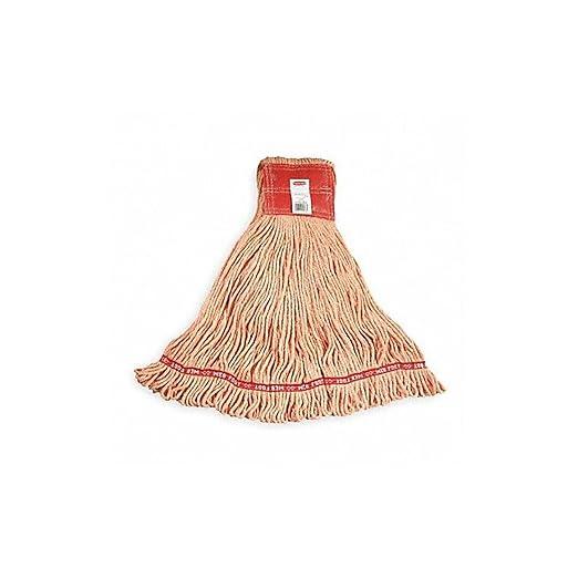 Rubbermaid Commercial Products Web Foot Shrinkless Mop Head Replacement, Medium, Orange, Heavy Duty Industrial Wet Mop for Floor Cleaning Office/School/Stadium/Lobby/Restaurant