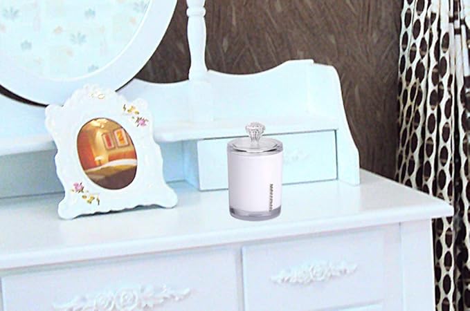Defover Cotton Swabs Holder Makeup Organization, 2 Pack Acrylic Storage Containers, Bathroom Jar for Cotton Ball, Cotton Swab, Q-Tips
