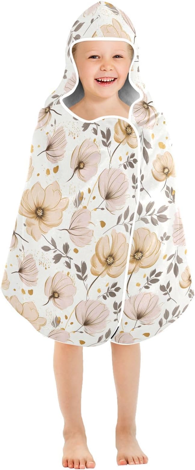 Kids Hooded Towels Flower Floral Swimming Beach Towel 23.5" x 50" Bath Towel for Boys Girls 21217240