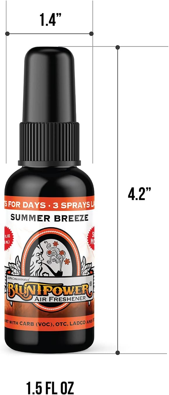 BluntPower (Summer Breeze, 1 Pack) Concentrated Air Freshener for Room and Car Spray - Oil-Based Diffuser Spray Bottle - Long-Lasting Bathroom Spray, Car Freshener, & Odor Eliminator Spray