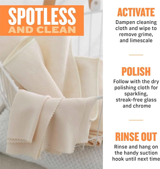 E-Cloth Microfiber Cleaning Cloth Glass Cleaner Kit & Microfiber Cleaning Cloth Shower Kit - Microfiber Cloths for Cleaning Bathrooms - Washable, Reuseable Cleaning Cloths