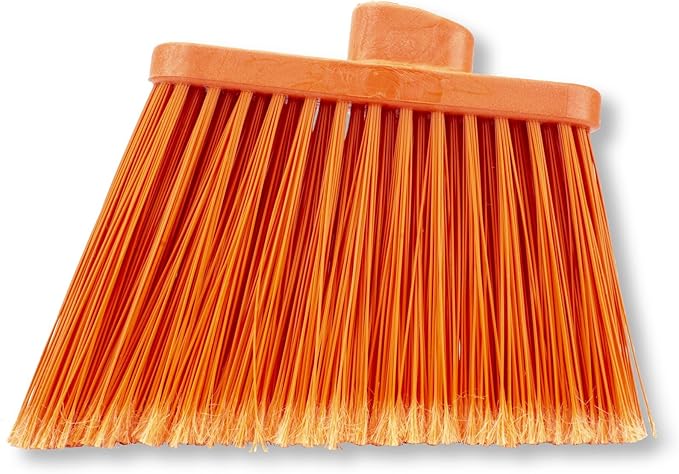 SPARTA Plastic Broom Head, Angled, Flagged for Small Debris Indoor, Outdoor, Home, Restaurant, Lobby, Office, 12 Inches, Orange, (Pack of 12)