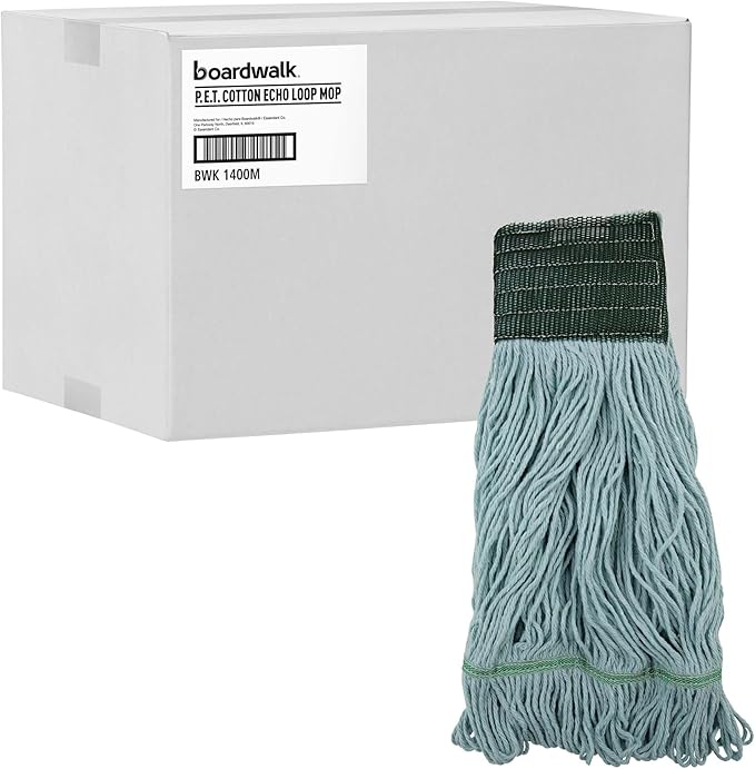 Boardwalk EchoMop with Looped-End Wet Head, Synthetic/Cotton, Medium, Blue, 12/Carton