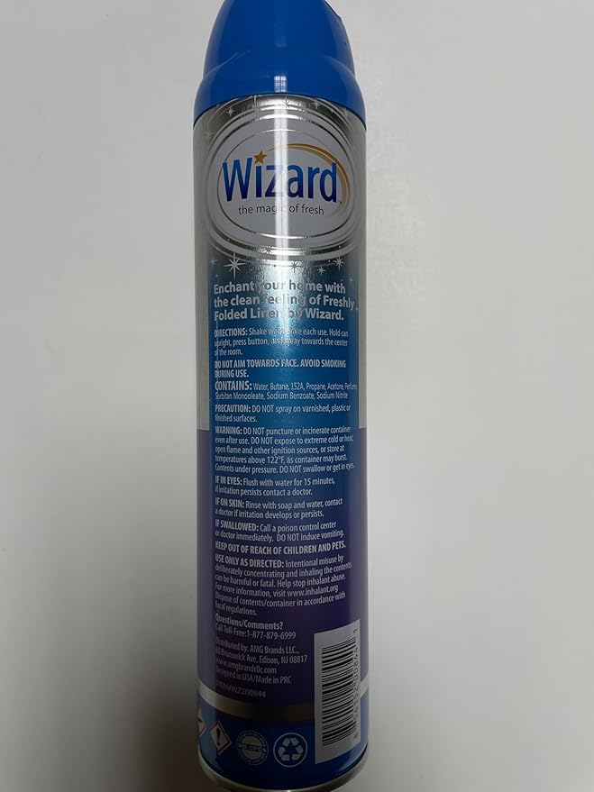 Wizard The Magic of Fresh | Odor Neutralizer & Air Freshener - 10 Oz. Freshly folded linen (Pack of 4) (Packaging May Vary)