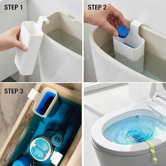 Toilet Tank Cleaning Tablet Holder (1 Pack), Hanging Rack Prevents Residue & Clogging, Slow-Release Design Extends Cleaner Tablet Life, Fits Most Standard Tanks