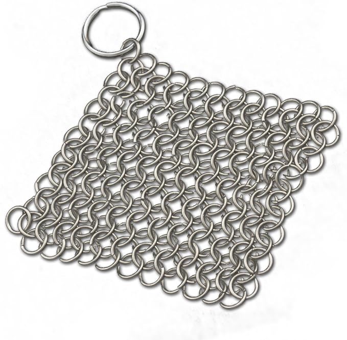 Snake Eye Cast Iron Cleaner XL 7x7 Premium Stainless Steel Chainmail Scrubber