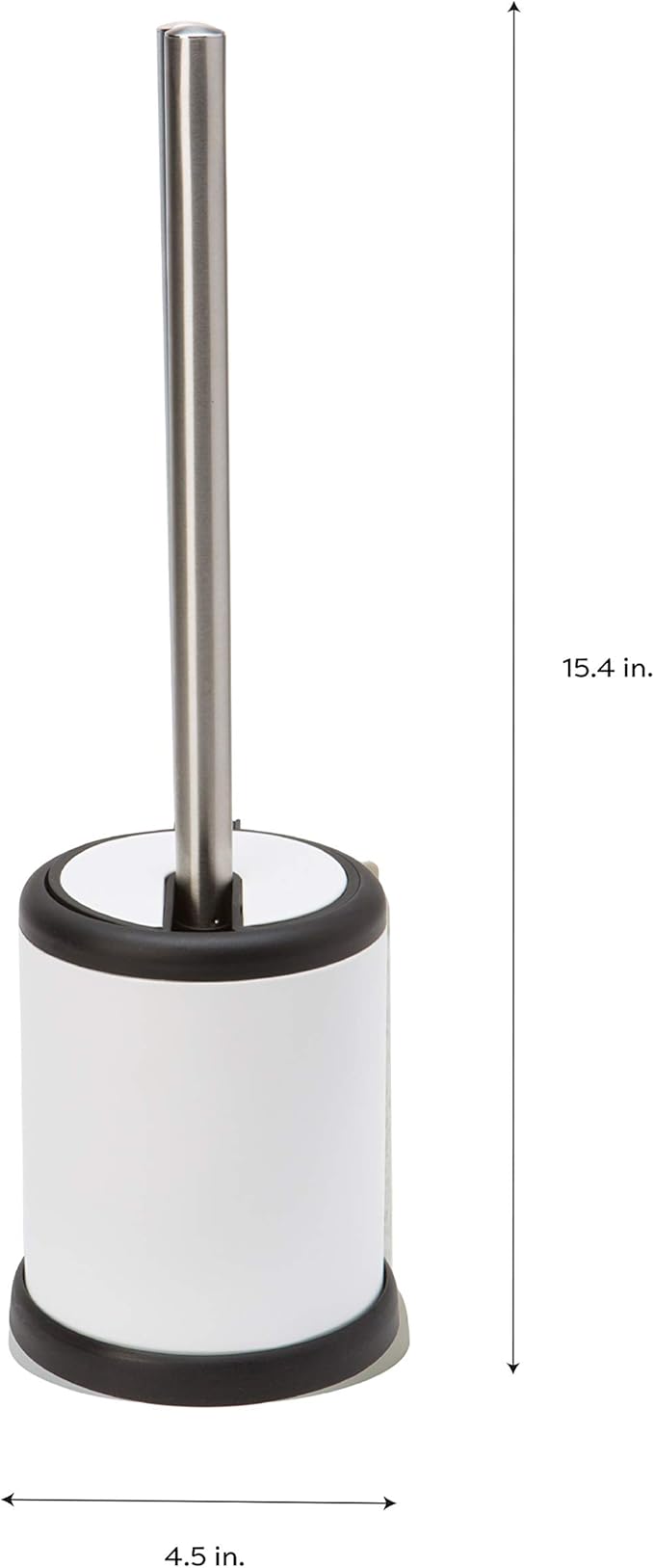 Bath Bliss Toilet Brush and Holder | Self Closing Lid | 360 Degree Brush Head | Bathroom Cleaning | Compact Size | Storage and Organization | White (Pack of 2)