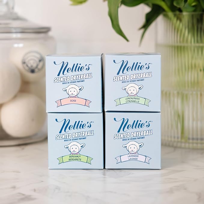 Nellie's Scented Wool Dryerball - Bergamot Scented - Made with 100% Pure New Zealand Wool and Lasts Approximately 50 Drying Loads - Silent in Your Dryer!