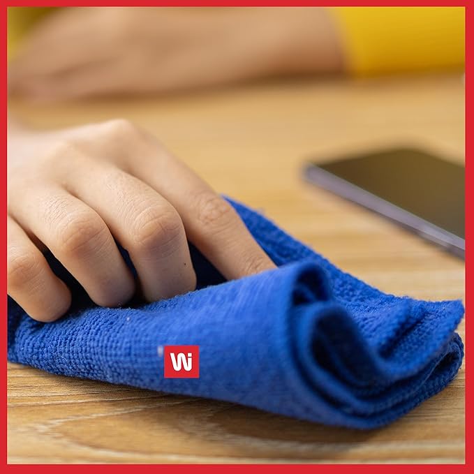Wi-Supply Microfiber Towels 24 Pack - True to Size 14 x 14, Stitch Free, Washable, Reusable Cleaning Cloths, No Residue Rags for Dusting, Washing, Scrubbing, Drying, Polishing, Assorted Colors 860 GSM